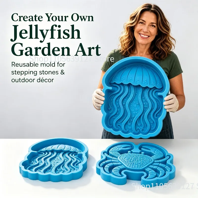 Reusable Ocean Theme Garden Art Mold.DIY Garden Path Cement Mould Sea Turtle Octopus Shark Pattern Concrete Mold