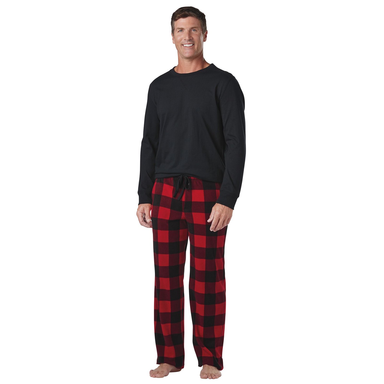 Fin & Feather Men's 2-Pc Sleep Set Intimates in Black/Red Plaid, Size XL, Cotton/Polyester