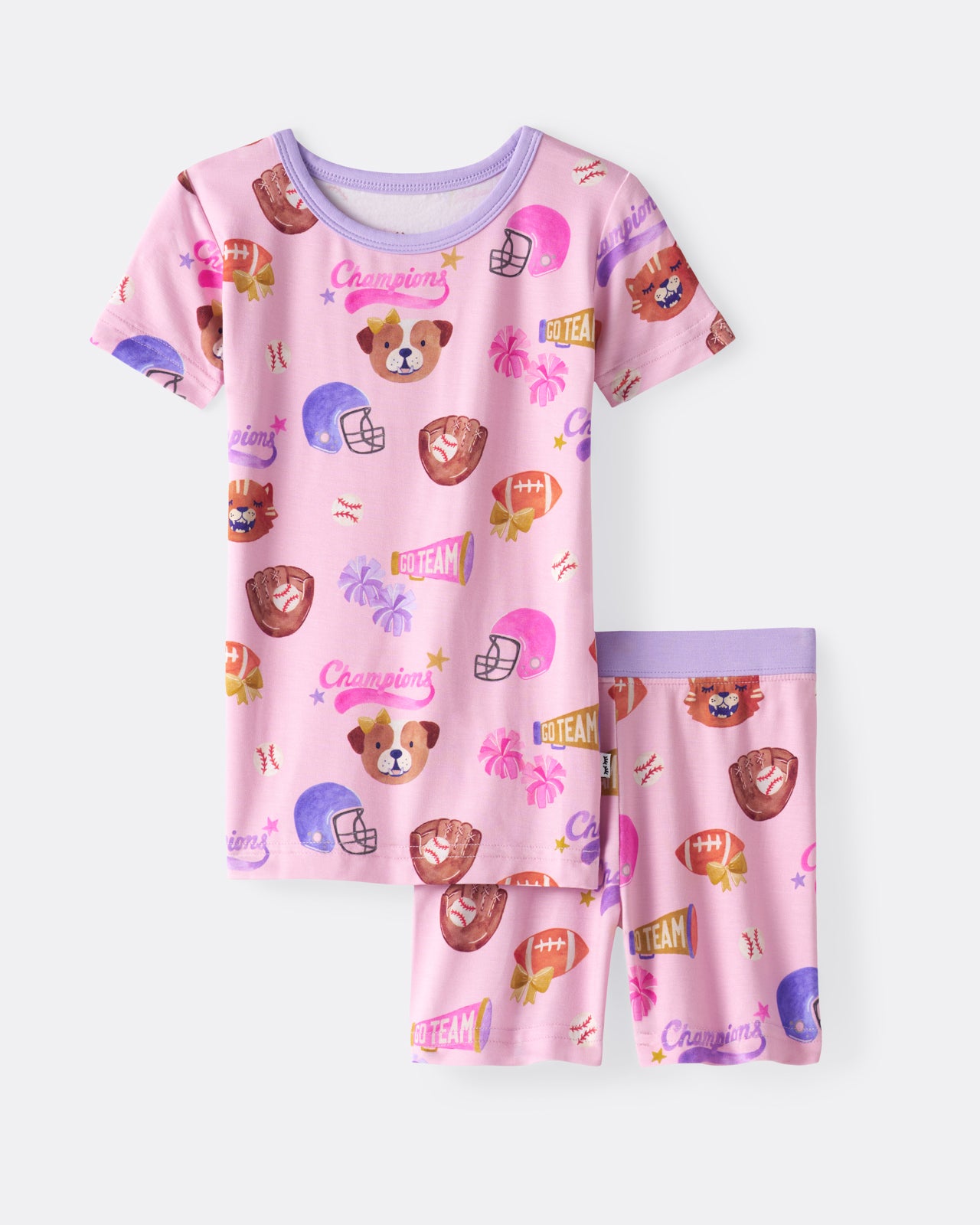 Team Spirit Pink Two-Piece Short Sleeve & Shorts Pajama Set - 16