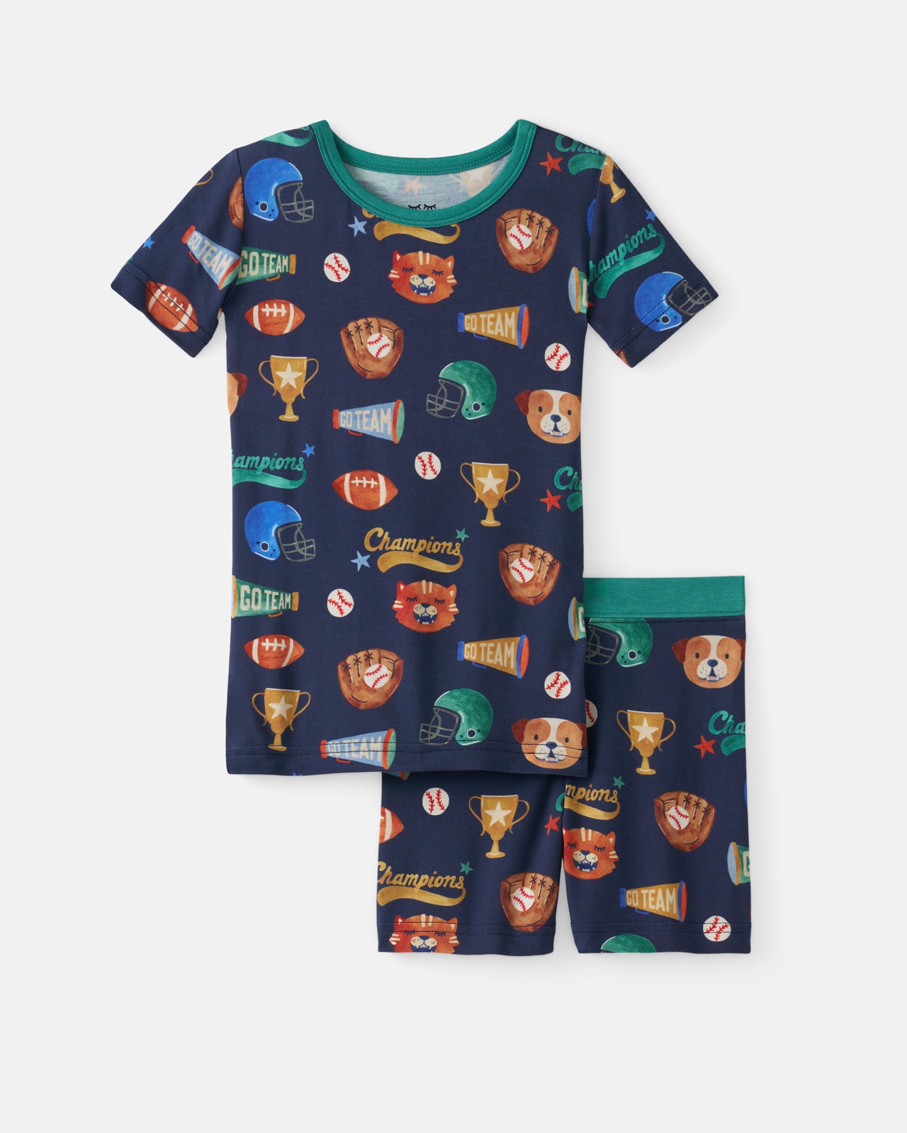 Team Spirit Two-Piece Short Sleeve & Shorts Pajama Set - 7 - 8