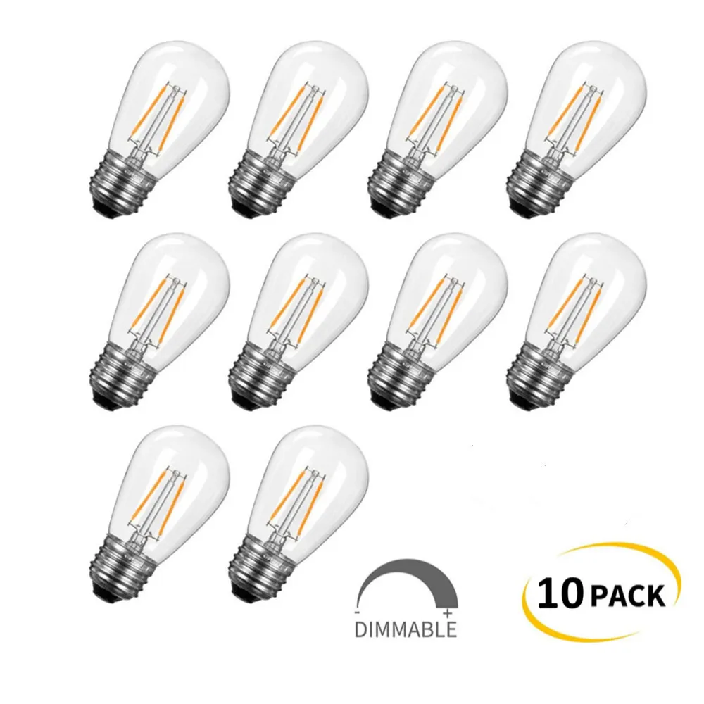 10er Pack LED S14 Ersatz Glühbirnen, entspricht 11W, bruchs ichere, warm weiße Edison E27 Glühbirnen für Außen lichterketten