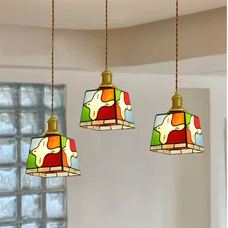 Mediterrane Buntglas-Pendelleuchten Vintage Tiffany Wandlampe Küche Bar Wohnzimmer Deko Hängelampe