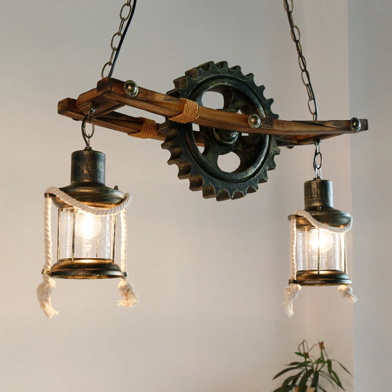 Vintage Licht Design Vintage Kronleuchter Retro Cafe Bar Restaurant Holz Loft Pendel leuchte Ausrüstung industrielle hängende Glas Licht