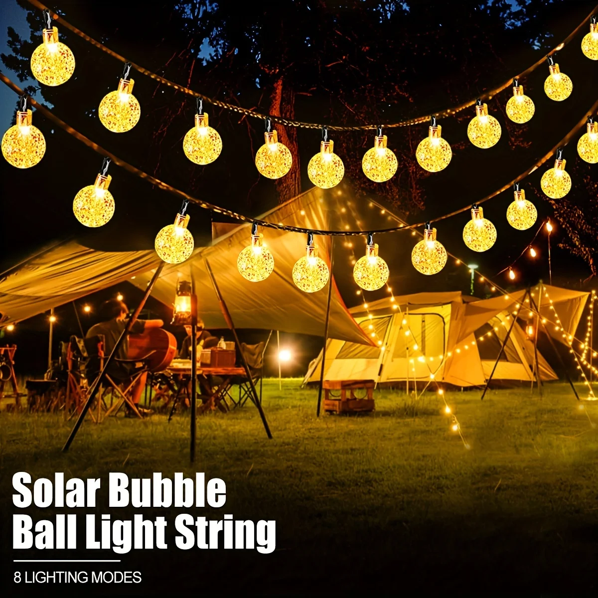 5/7 m Solar-Lichterkette für den Außenbereich, 20/50 LEDs, Kristallkugel-Lichter, 8 Modi, wasserdicht, Solar-Lichterkette für Garten, Hochzeit, Party, Dekoration