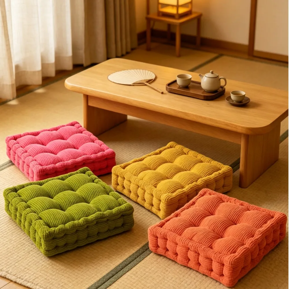 Tatami-Kissen, Bodenkissen, weiches Sitzkissen, Zierkissen, Sofakissen, Tatami-Kissen, quadratisches Pouf-Kissen