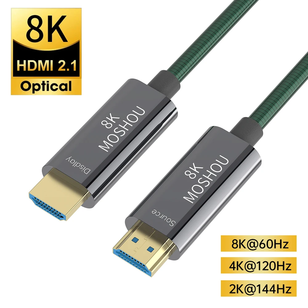 MOSHOU 8K HDMI 2.1 Glasfaserkabel 48Gbps 8K@60Hz 4K@120Hz HDMI-Kabel RTX 4080 RTX 4090 HDR EARC für Xbox PS5 Samsung QLED TV