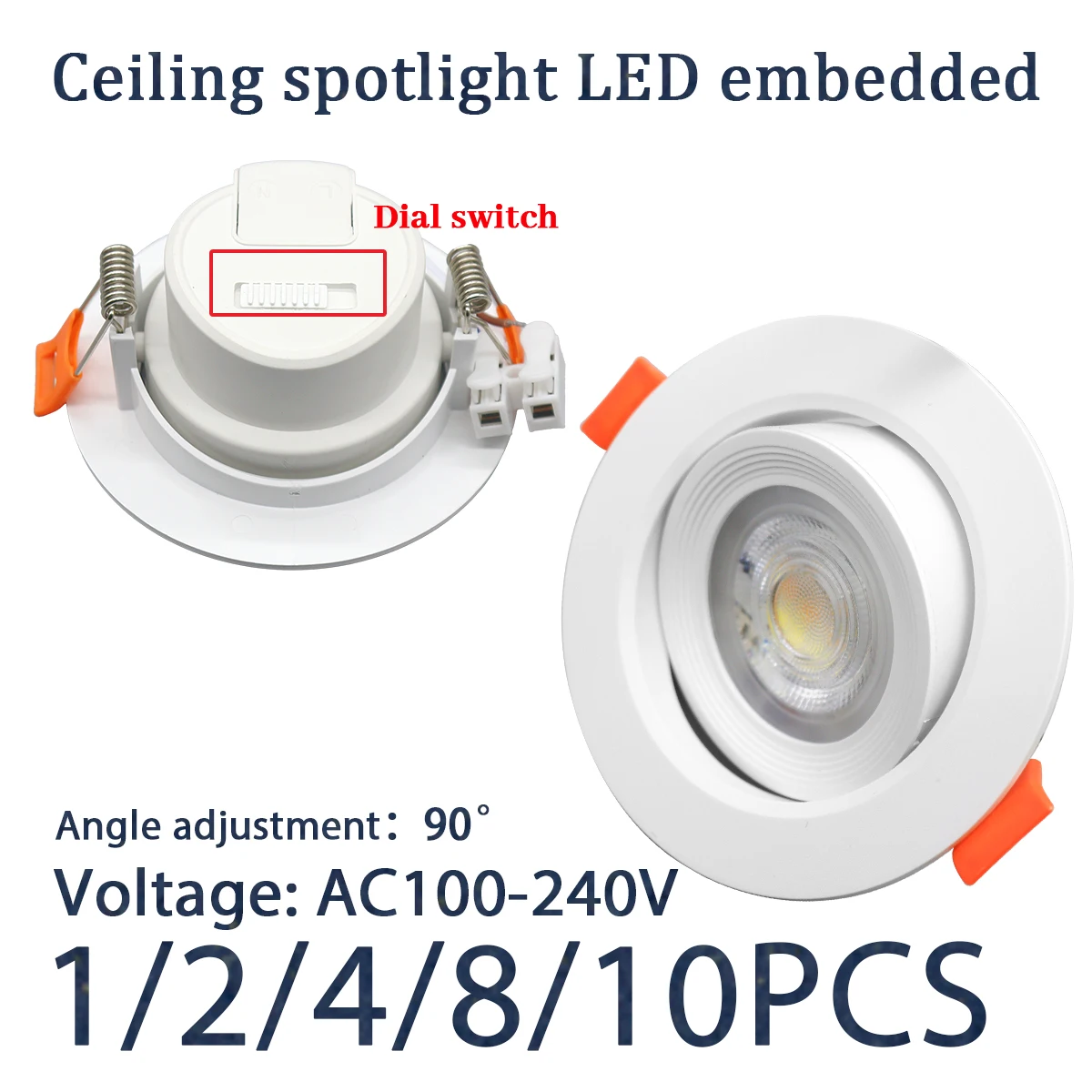 1-10 Stück 7W 3 CCT LED Farbwechsel 3000K 4000K 6000K LED-Deckenstrahler Einbauleuchte AC 110V 220V Einstellbar 90° ° Beleuchtungsspot