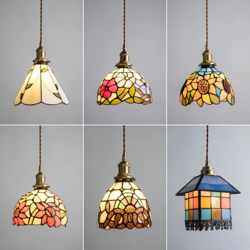 E27 Barock Buntglas Lampenschirm Für Tiffany Vintage Tischlampe Kronleuchter Deckenleuchte Austauschbare Nachttisch Dekor Lampenabdeckung