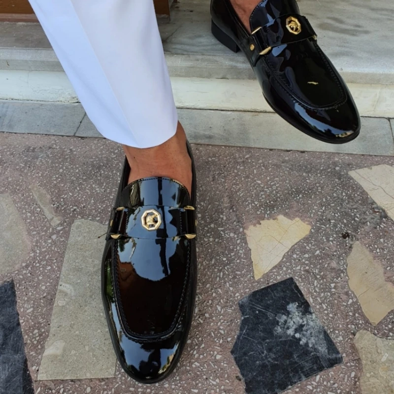 Neue schwarze Slipper Männer Slip-On Round Toe Mode Herren Kleid Schuhe versand kostenfrei Hochzeits schuhe für Männer Größe 38-47