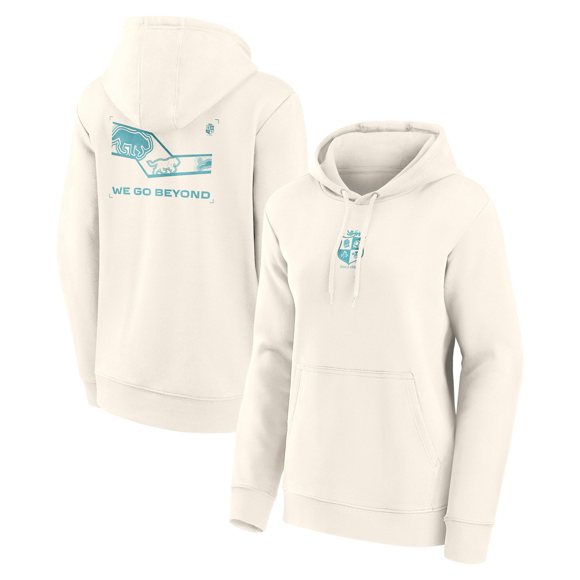 British & Irish Lions Rugby Lions Damen NZ 2027 We Go Beyond Grafik-Hoodie - Creme - Damen