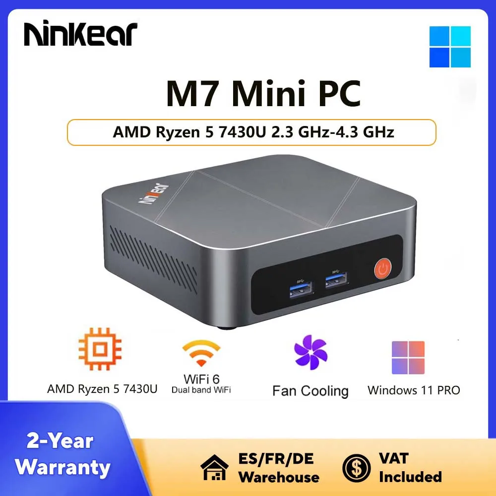 Ninkear M7 Mini-PC Intel Core I7-1185G7, 16GB DDR4 RAM 512GB SSD, Windows 11 Pro Mini-Desktop-Computer mit WiFi 6, Bluetooth 5.2, Lüfterkühlung für Home Office