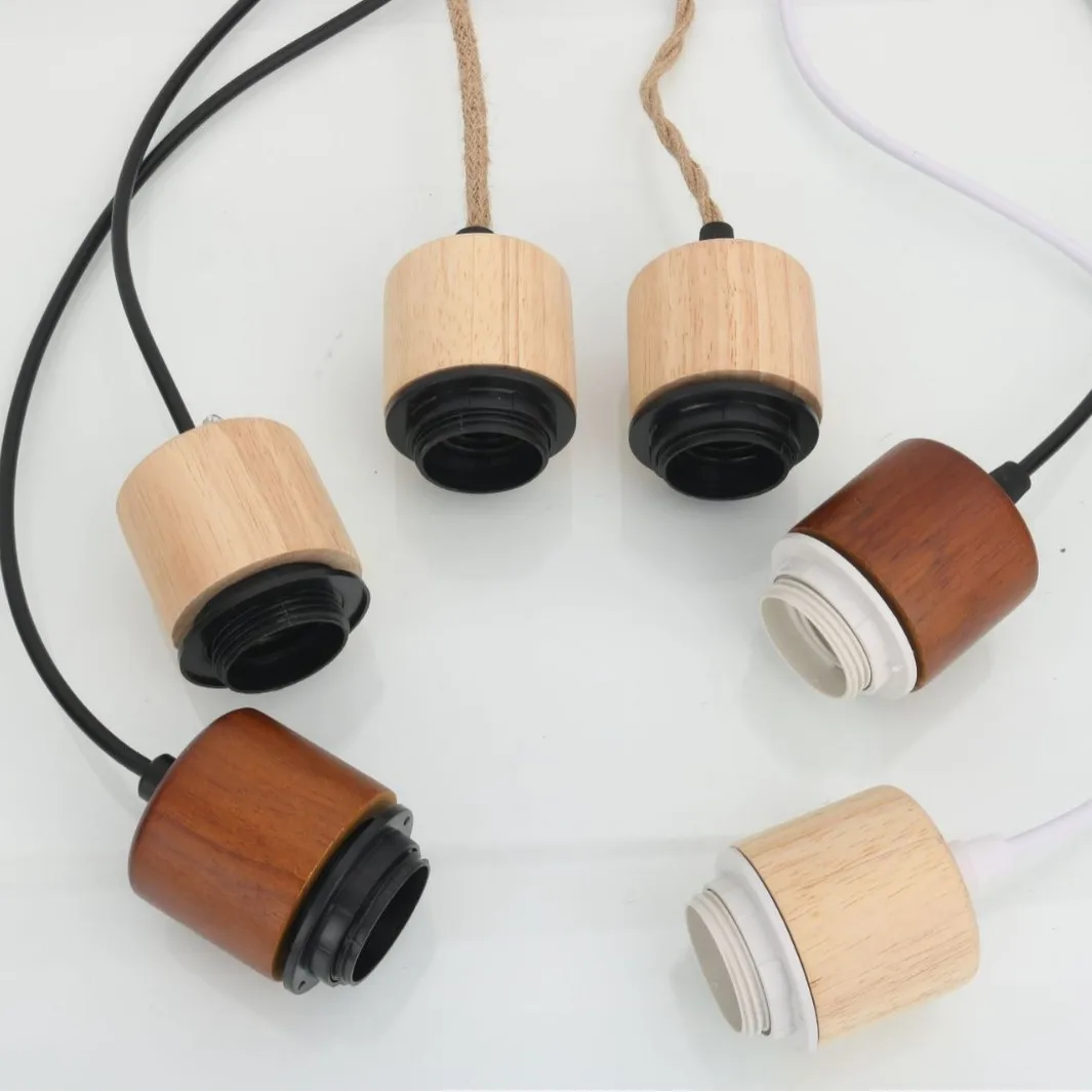 E27 Vintage Lampenfassung Pendelleuchten Massivholz Hängedraht Einstellbar DIY Pendelleuchte Zubehör