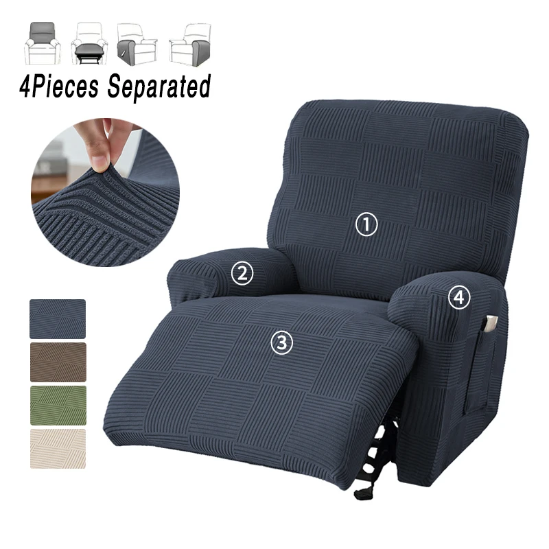 1-Sitzer Split-Relaxsessel-Bezug für Wohnzimmer, Jacquard Relaxsessel-Überzug, Einfarbiger Schonbezug, Stuhl-Sofa-Schutz