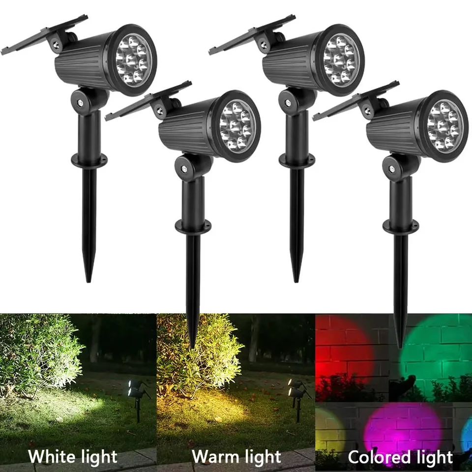 Solar-LED-Strahler für Außenbereich Garten-Landschaftsbeleuchtung Wasserdichte Solarbetriebene Spotlights für Garten Rasen Hof Gehweg