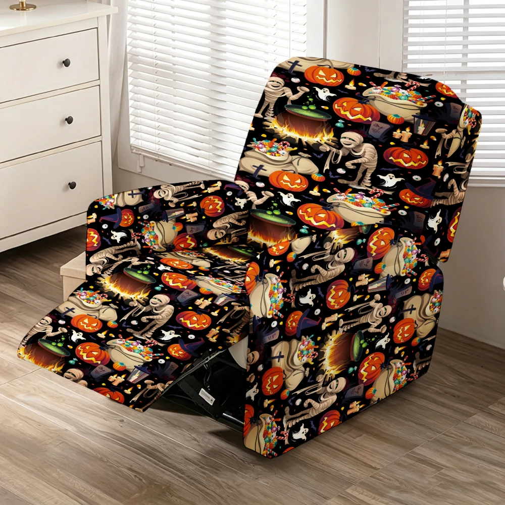 Schwarzer Halloween Mumien-Kürbis-Hexenkessel Relaxsessel-Bezug Stretch-Spandex Relaxsessel-Schonbezug