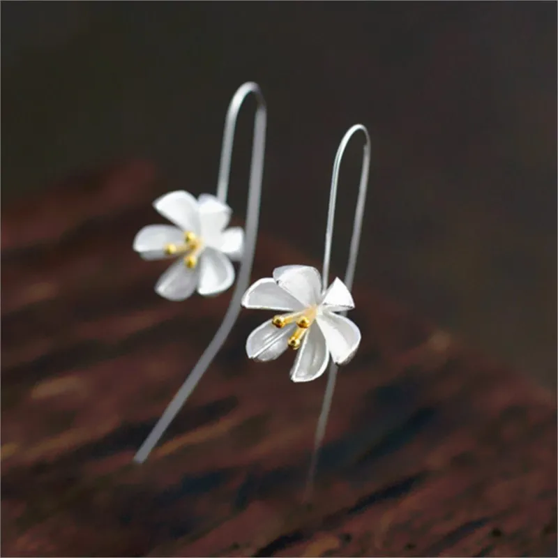 Neue Modische Elegante Blumen-Ohrringe aus 925 Sterling Silber, Persönlicher Lotus-Schmuck, Exquisite Beliebte Ohrhänger E121