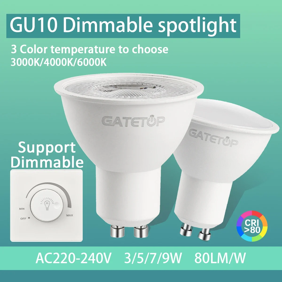 4–20 Stück GU10 LED-Spot-Glühbirne, dimmbar, warmes, kaltweißes Licht, 120 ° 38 ° 3000K 4000K 6000K für Zuhause Schlafzimmer Drec Einbauleuchte