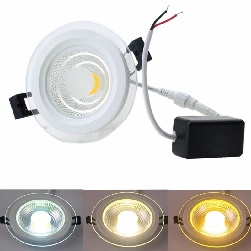Super Helle Glas LED-Panel Licht COB 5 Watt 10 Watt 15 Watt 25 Watt LED Downlight Deckeneinbau LED Spot Licht AC85-265V Fahrer enthalten