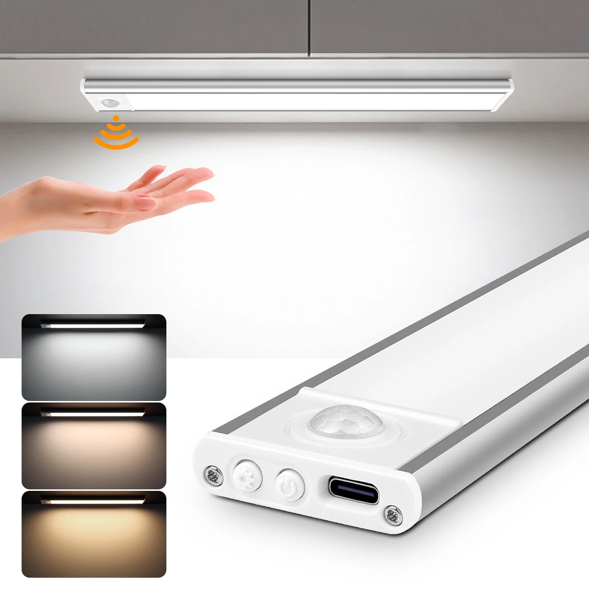 Drahtloses Nachtlicht mit Bewegungsmelder, 5 V, USB-LED-Röhre, Schrankleuchte für Küche, Schlafzimmer, Badezimmer, Treppe, Flur