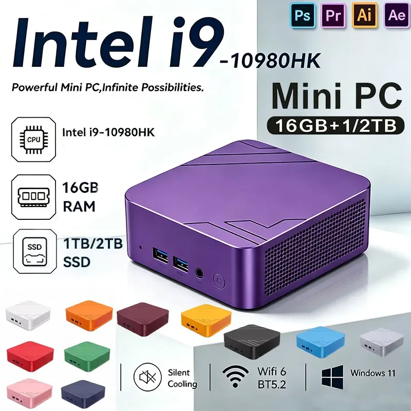 2026 Mini PC Intel Core i9 10980HK Windows 11 Computer 16GB 1TB 2TB WiFi6 Portable PC Gaming Computer Mini PC Desktop