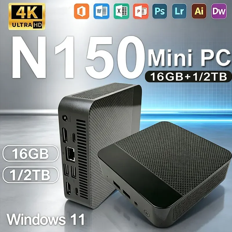 Mini PC Windows 11 Pro Intel Core N150 16GBRAM 1TB 2TB SSD PC Computer Dual WIFI6 BT5.2 4K Protable Gaming Computer PC