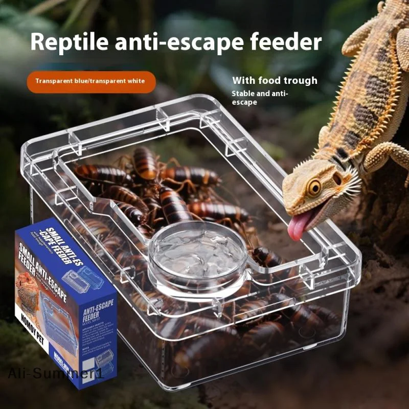 【E】Pet Reptile Lizard Turtle Transparent Feeder Anti-Flucht-Futternapf Wurm Live Container Reptile Pet Bowls Feeder Pet Supplies