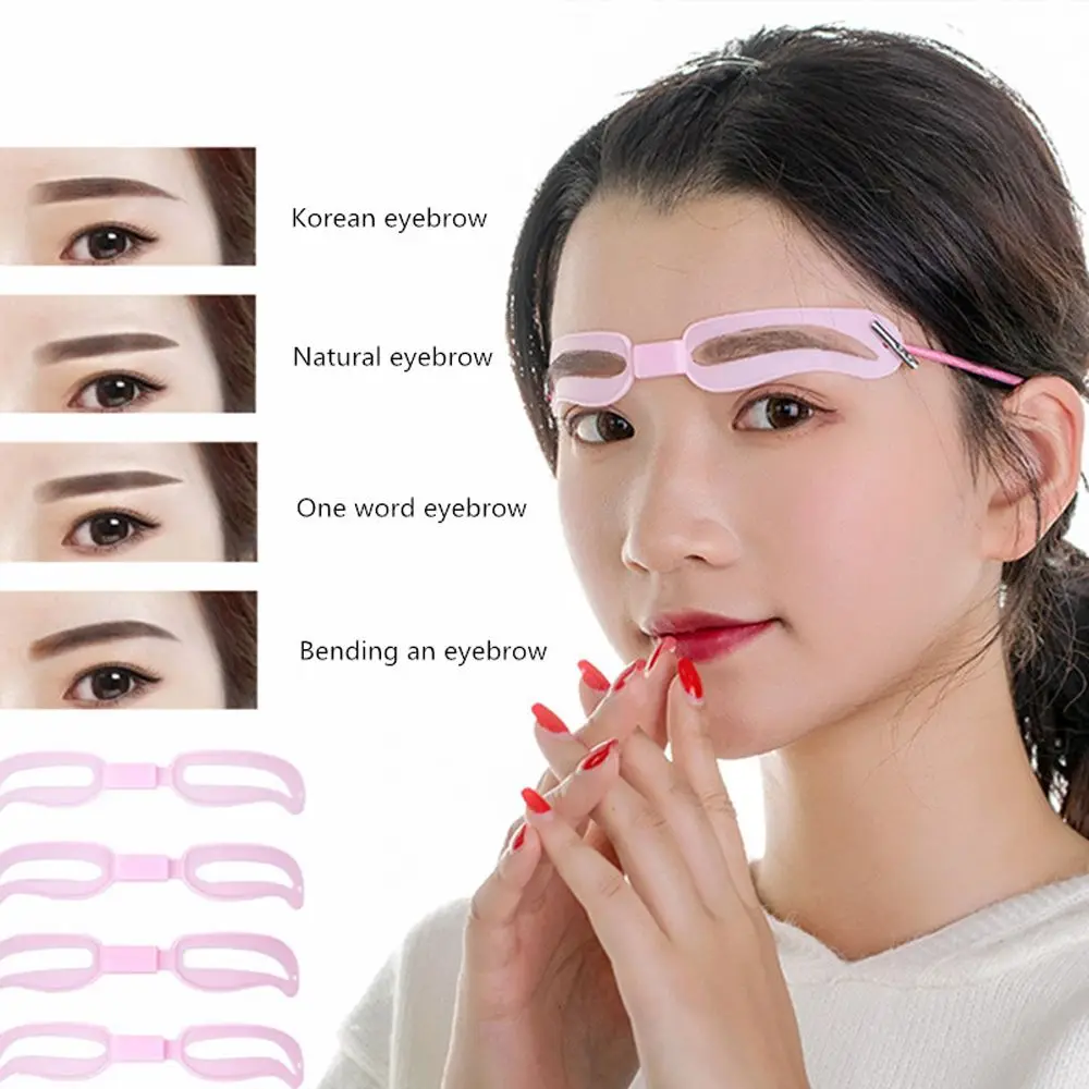 Mode 4 Arten Soor Karte Augenbraue Former Kit Augenbrauen Schablone Reusable Tragbare Kosmetik Schönheit Zubehör Make-Up-Tools