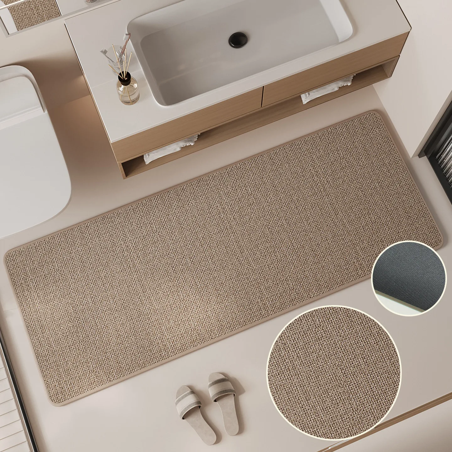 Modern Faux Sisal Bathroom Non-slip Floor Mat Decoration Home Bedroom Office Entrance Door Mats Absorbent Carpet Living Room Rug