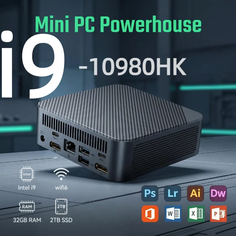 Mini-PC Gamer Tragbarer Computer Intel Core i9-10980HK 32GB RAM 2TB SSD FHD Bluetooth WiFi6 Gaming Office 4K HDMI