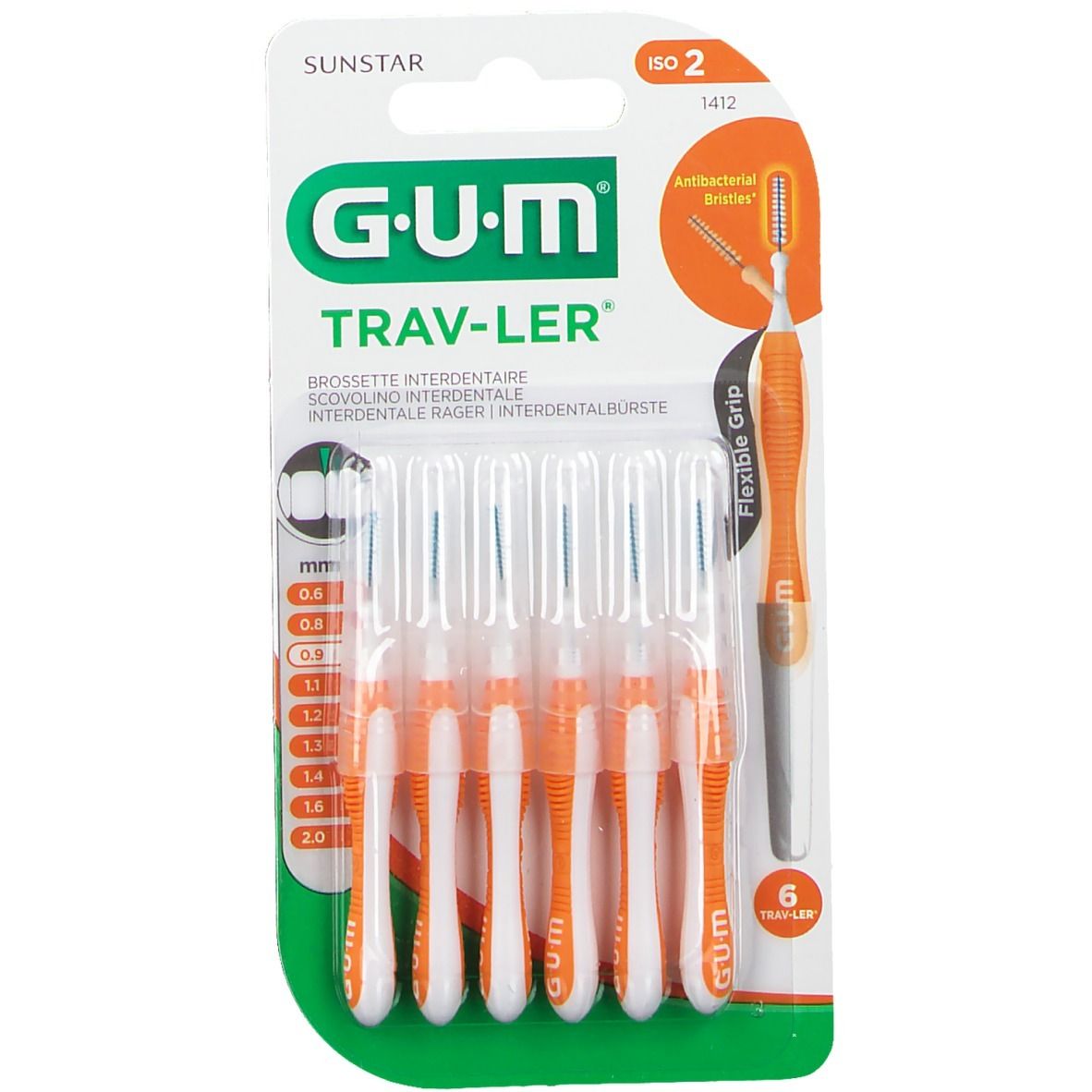 Gum Trav-Ler 0,9 Scovolino Promo 4 + 2 Pezzi 6 pz Spazzolino da denti