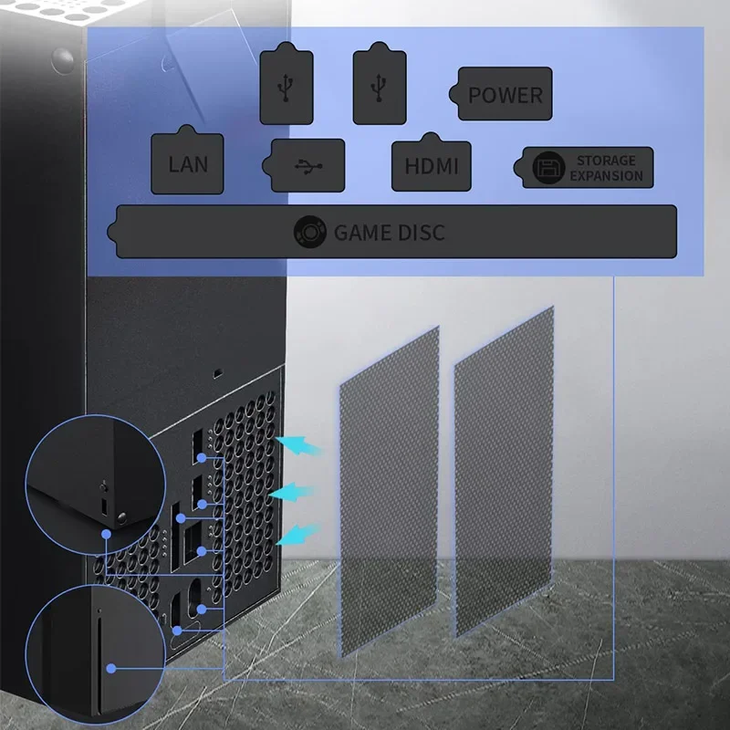 Aolion Dust Filter Cover for Xbox Series X Xbox Series X Accessories Top Back Dust Filter Cover Holder Silicone Plugs