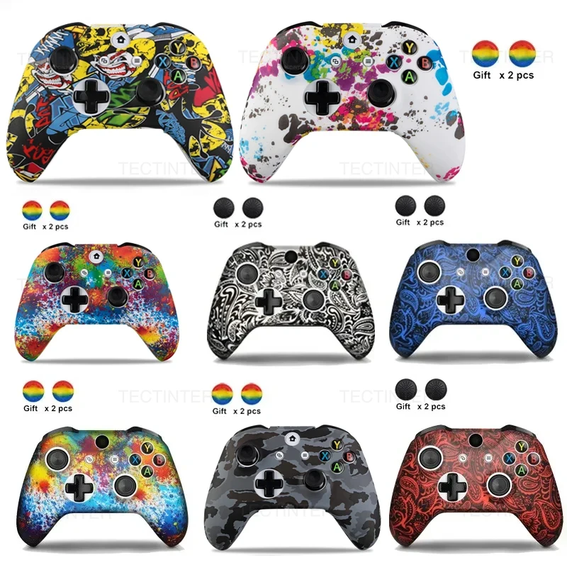 Silicone Case for Xbox One Slim Controller Joystick Soft Protective Cover Shell Sleeve for Xbox One X/S Skin Thumb Grips Caps
