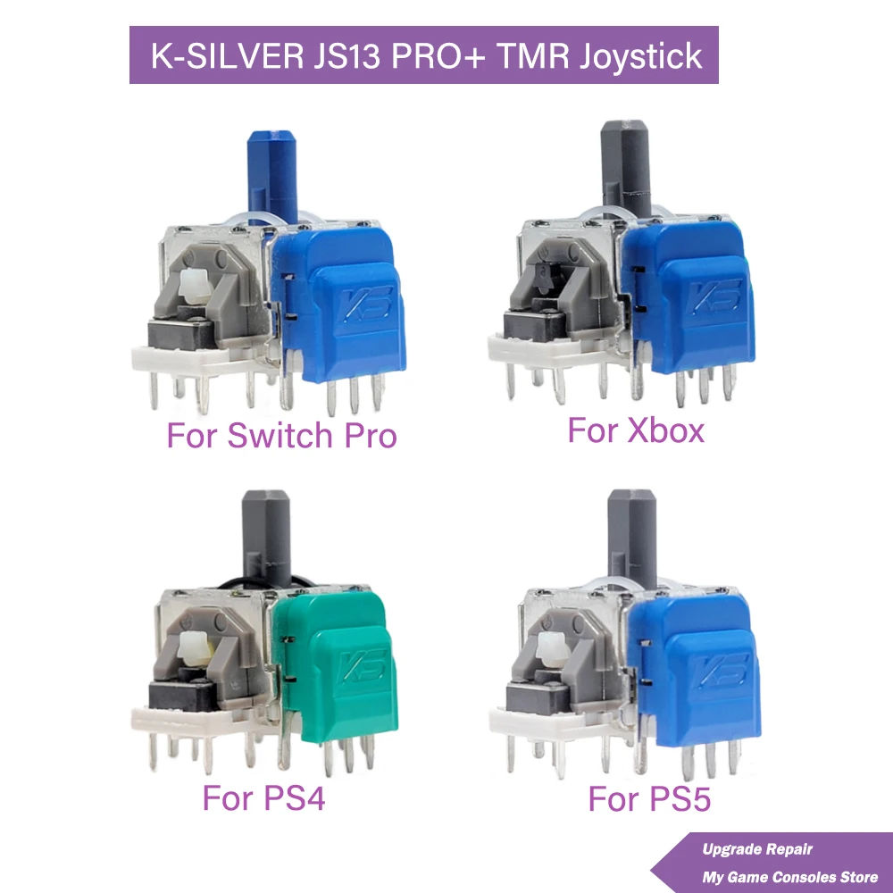 2pcs K-Silver JS13 Pro+ TMR Electromagnetic Joystick Anti-Drift for Switch Pro PS5 PS4 Xbox Series for Xbox Elite 2 TMR Joystick
