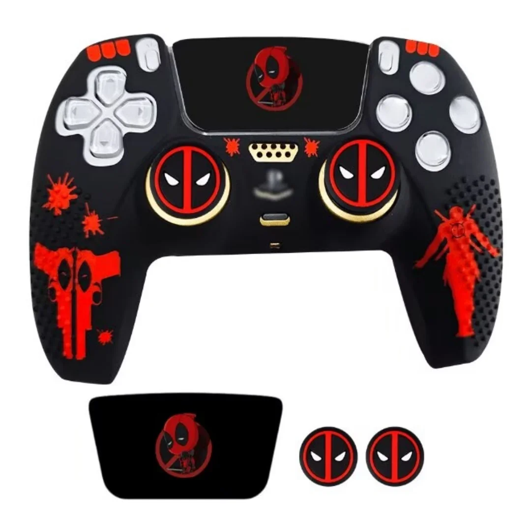 Silicone Protective Cover Skin for PlayStation 5 DualSense Controller with ThumbSticks Grips And Touch Sticker Gamepad Case