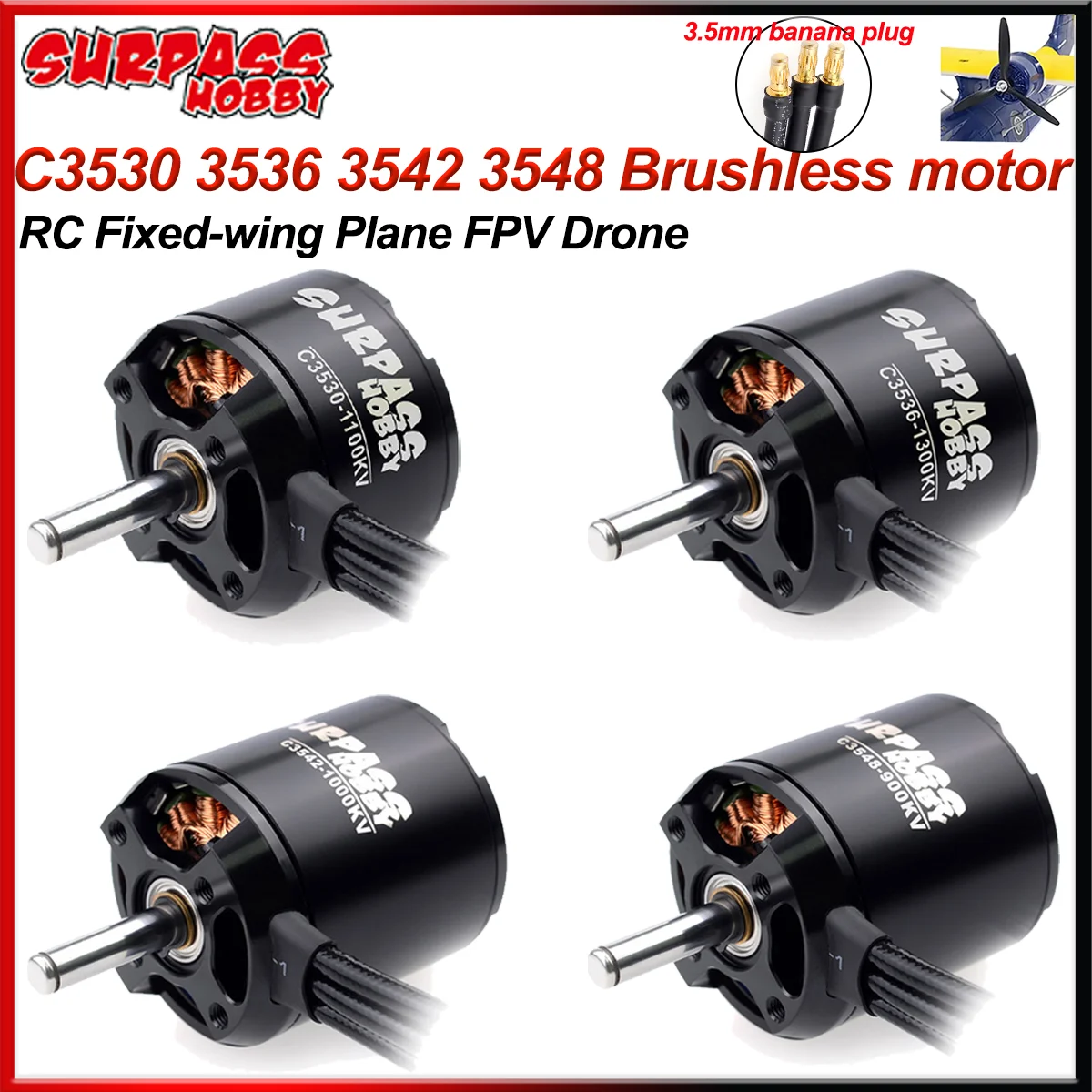 Surpass Hobby C3530 3536 3542 3548 Brushless Outrunner Motor for RC Fixedwing Airplane Quadcopter FPV Drone Multicopter DIY Part