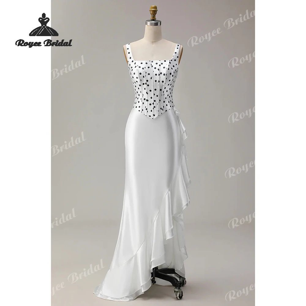 Dots Square Neck Mermaid Prom Dresses 2027 Ruffle Slit Formal Evening Dresses Customized платье на выпускной