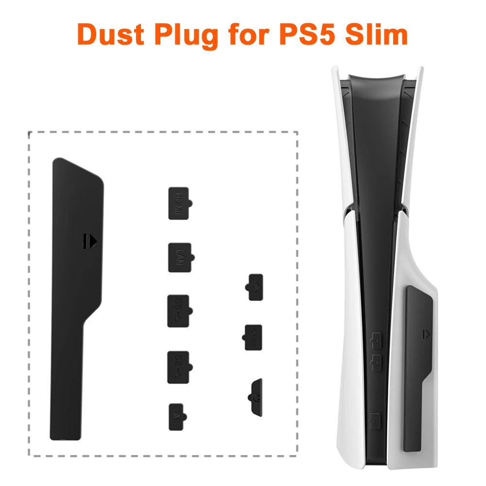Dust Plug Set for PS5 Slim Gaming Consoles Anti-Dust Cover Host Ports Dustproof Protectors for Playstation 5 Slim Accessories