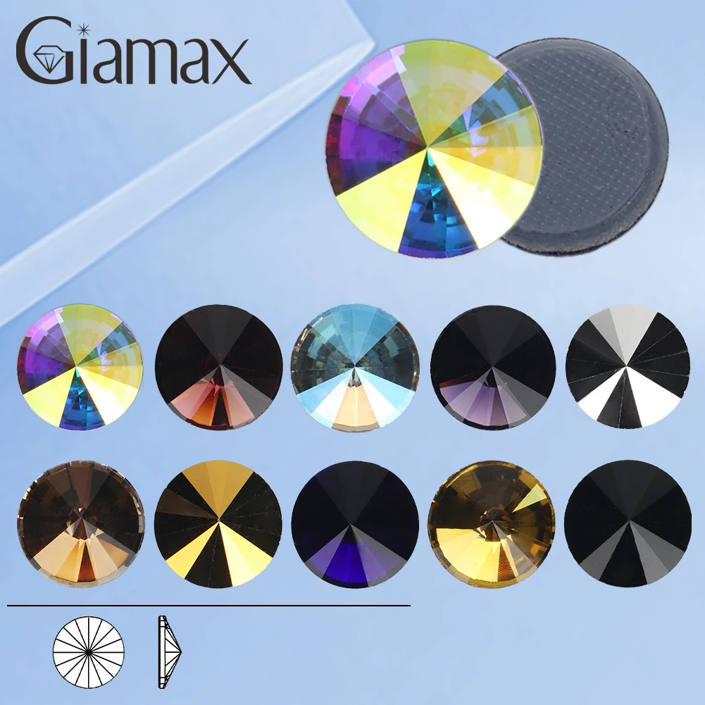 Giamax Rilovi Glass Crystal AB Moonlight Jet Stones Flatback Hotfix Rhinestones For Garment Clothes Bags 8mm 18mm Factory Outlet