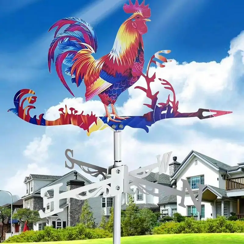 Outdoor Rooster Wind Indicator Colorful Rooster Decorations Animals Garden Weathervanes Wind Spinner for Garden Farmhouse