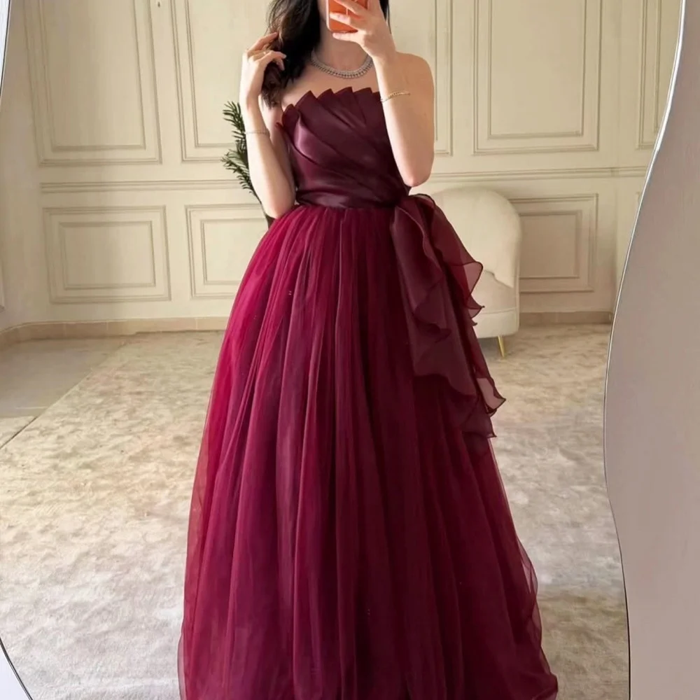 Customized Charming Quinceanera Dresses Strapless A-line Pleat Floor-length High Quality Formal Evening Gowns Prom Dresses
