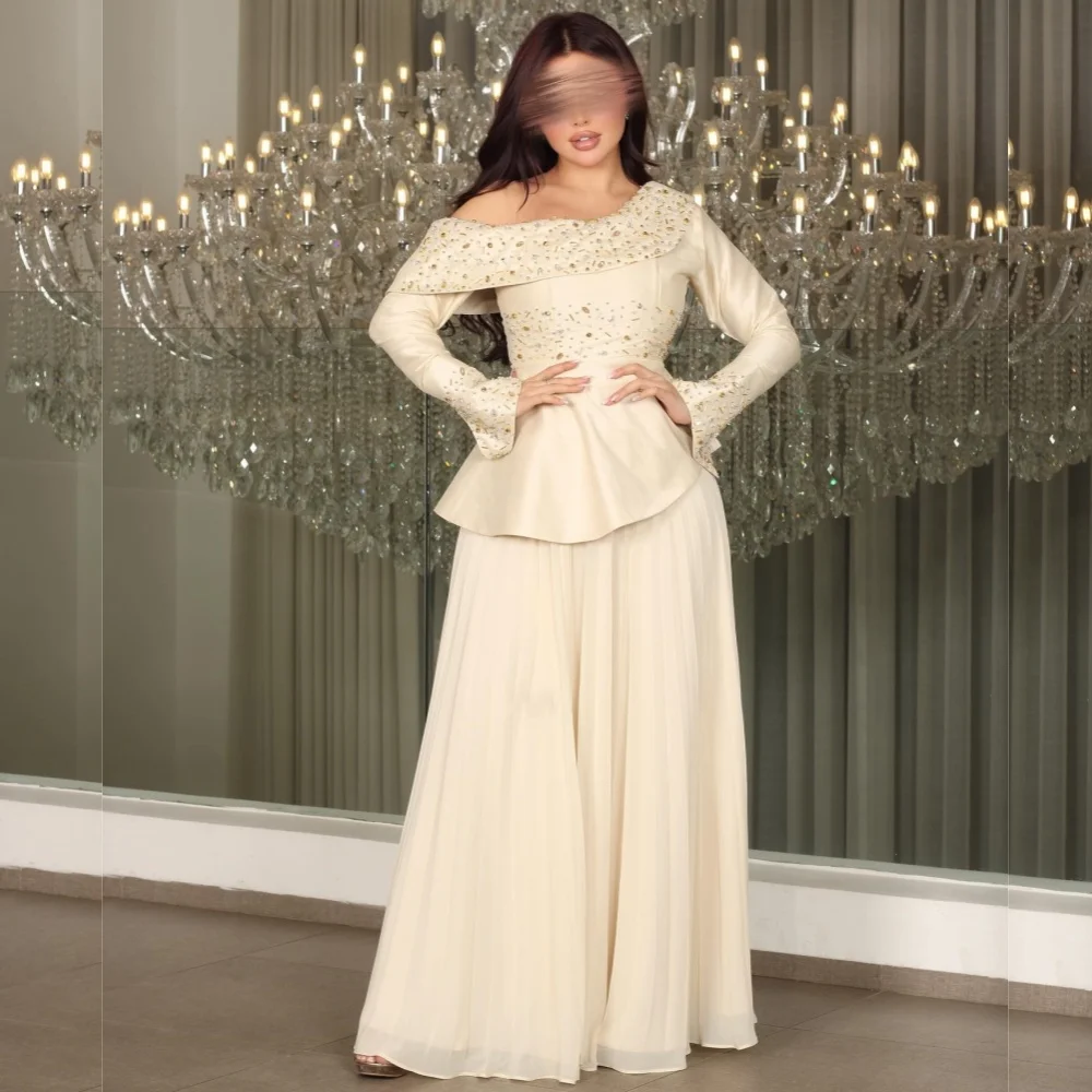 Customized Grace High Quality Off-the-shoulder Evening Gowns Rhinestone A-line Prom Glitter Elegant Party Dress Formal