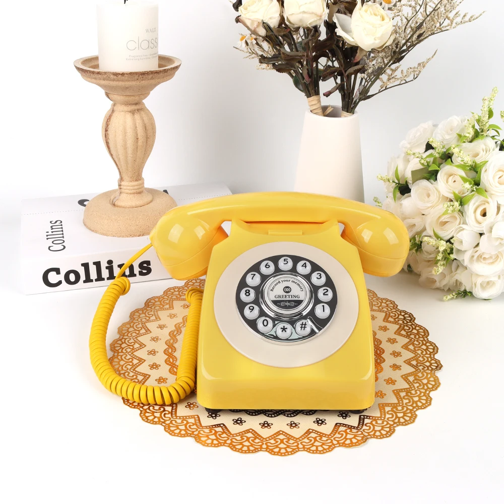 Yellow Color Antique Audio Guest Message Book Phone Telephone Vintage Antique Wedding For Wedding Party Use