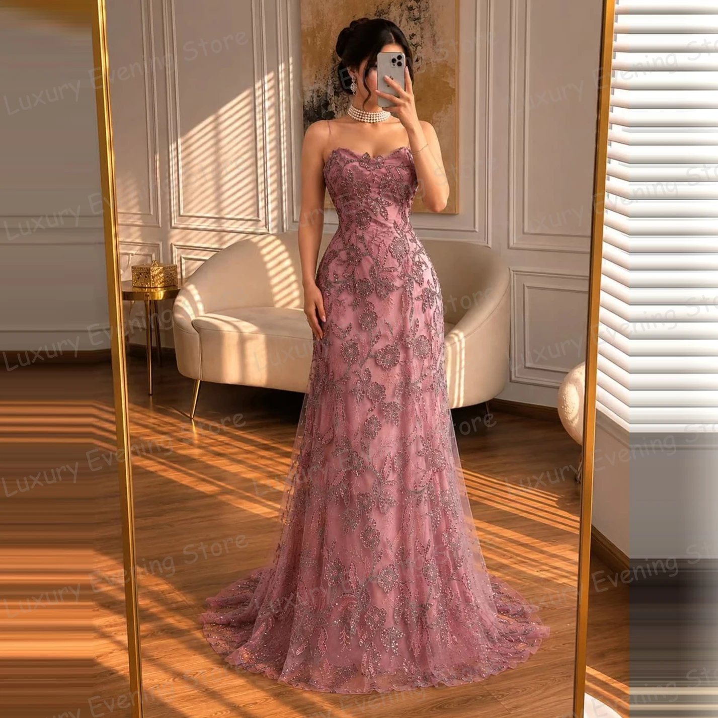 Simple Lace Evening Dresses Appliques Women's Backless Mermaid Prom Gowns Sleeveless Customized Fashion Gala 2026 Party Vestidos