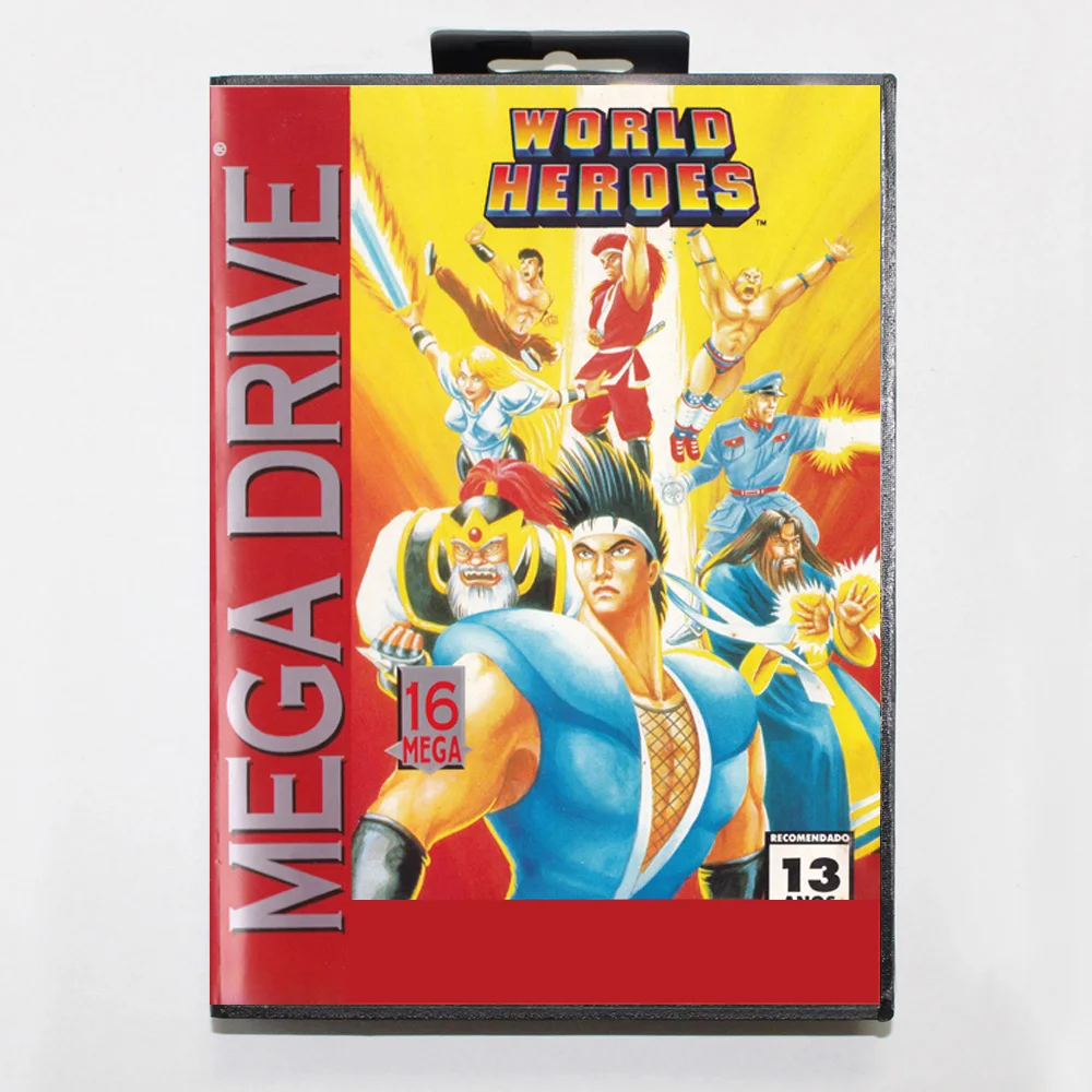 New Arrival World Heroes MD Game Card 16 Bit BR Cover for Sega Megadrive Genesis Video Game Console Cartridge