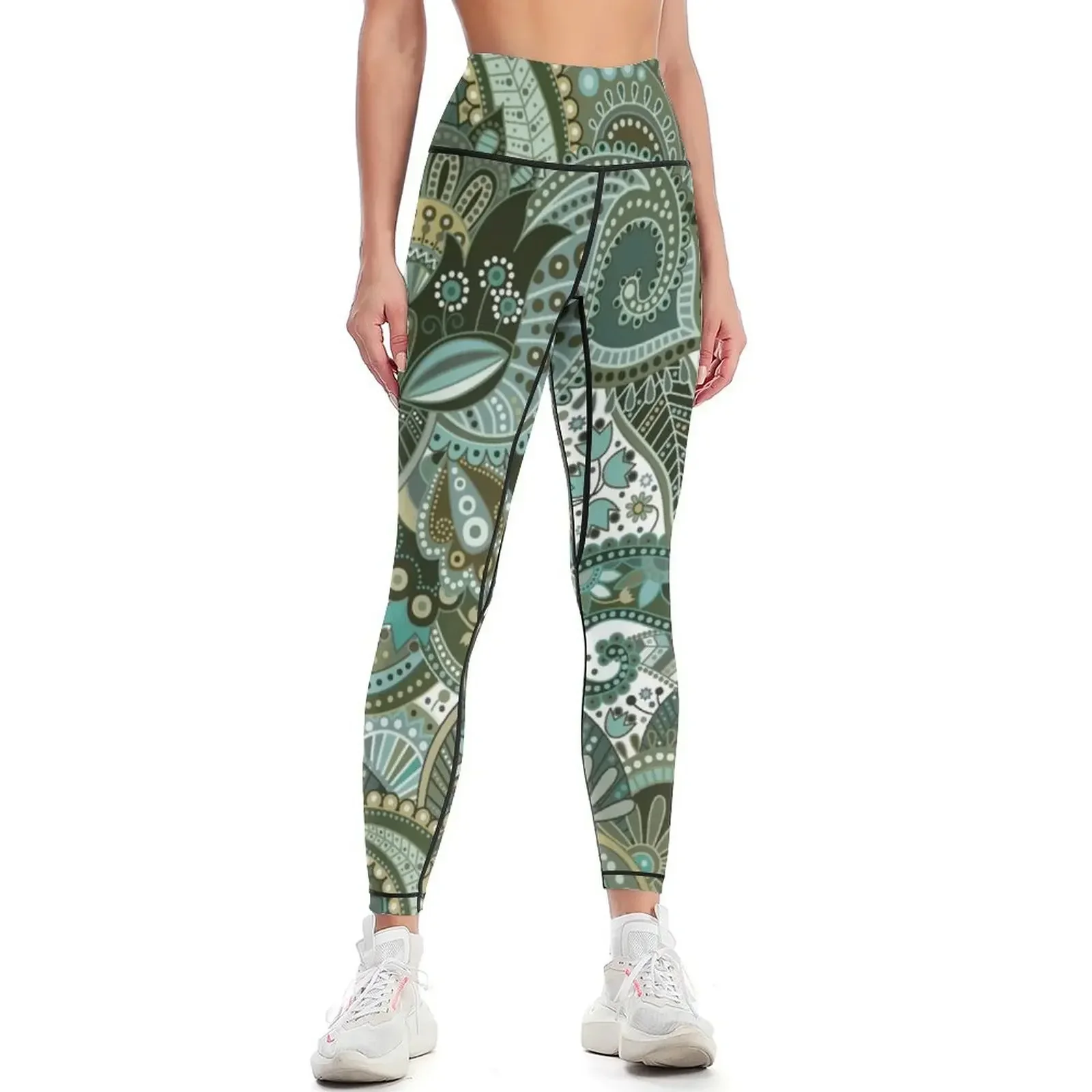 Leggings Paisley Forest, vêtements de fitness, legging push-up, pantalon de fitness rehausseur de fesses, ensemble de fitness pour la salle de sport, leggings pour femmes