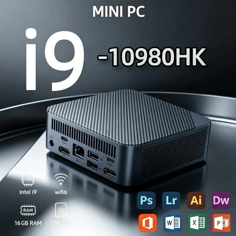 Hochleistungs-Mini-PC Intel Core i9-10980HK Gamer Tragbarer Computer 16GB RAM 2TB SSD FHD Bluetooth WiFi6 Gaming Büro