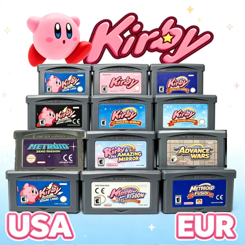 HOTsale --USA/EUR 32-Bit Video Game GBA Kirby Game Cartridge Console Card Amazing Mirror Nightmare in Dream Land for GBA NDS