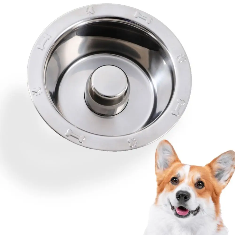 Edelstahl Pet Slow Feeder Bowl Langlebige Anti-Rutsch-Katzenfutterschale Leicht zu reinigende Anti-Choke-Wassernapf für Hunde Tierfütterung