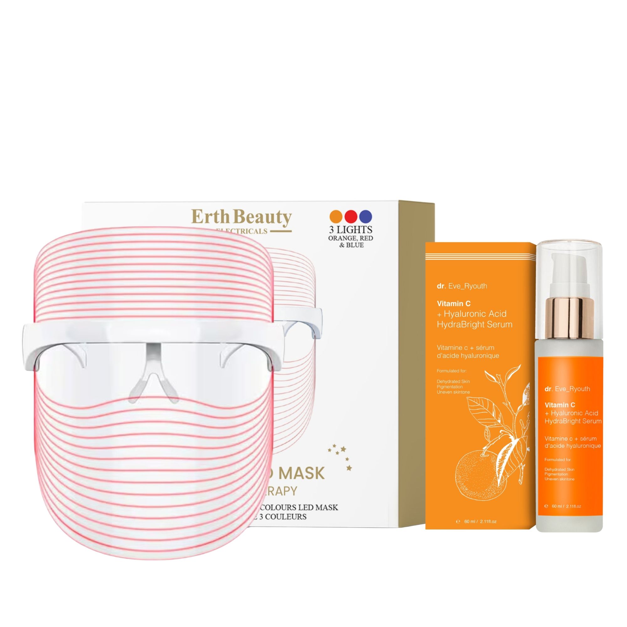 Dr Eve Ryouth Maschera LED Senza Fili 3 Colori con Vitamina C Siero Hy