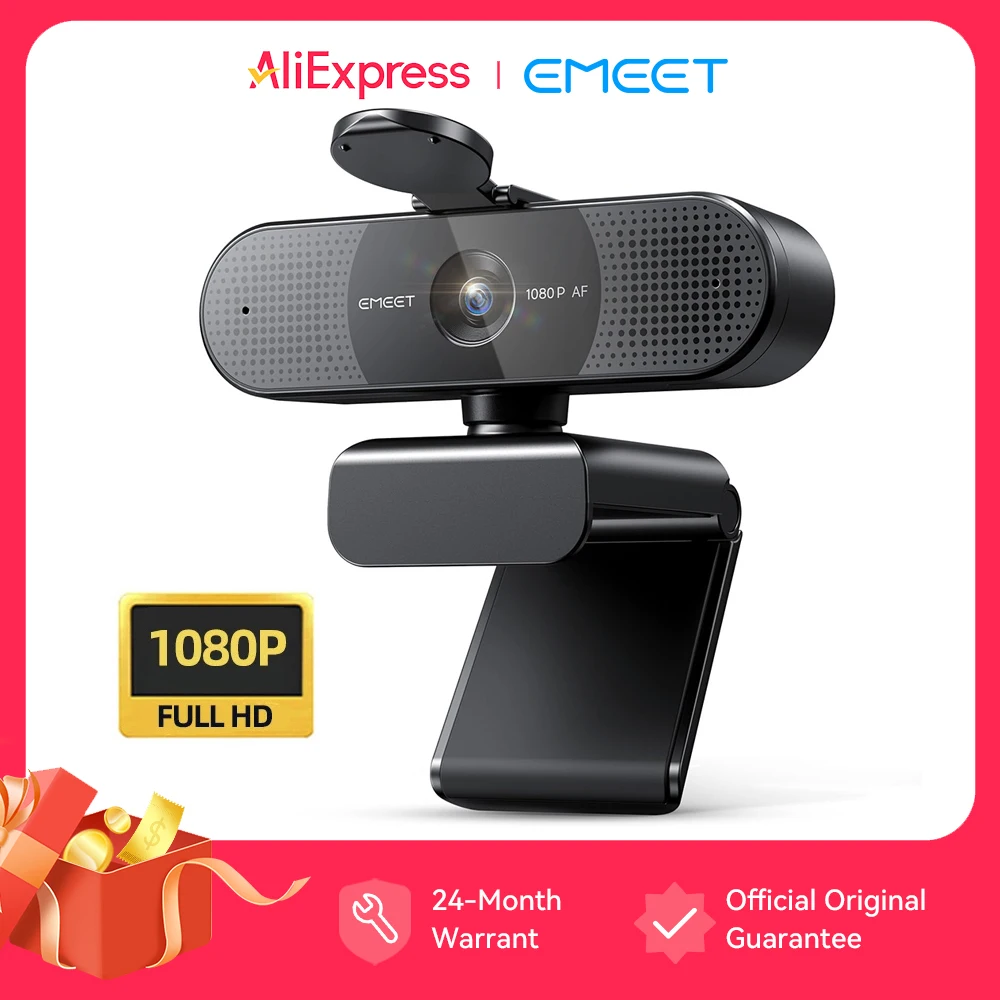 Webcam 1080P 60FPS, Mini Webcam HD à mise au point automatique pour ordinateur portable/ordinateur, caméra Web USB EMEET avec double micro pour Youtube/appel vidéo Zoom